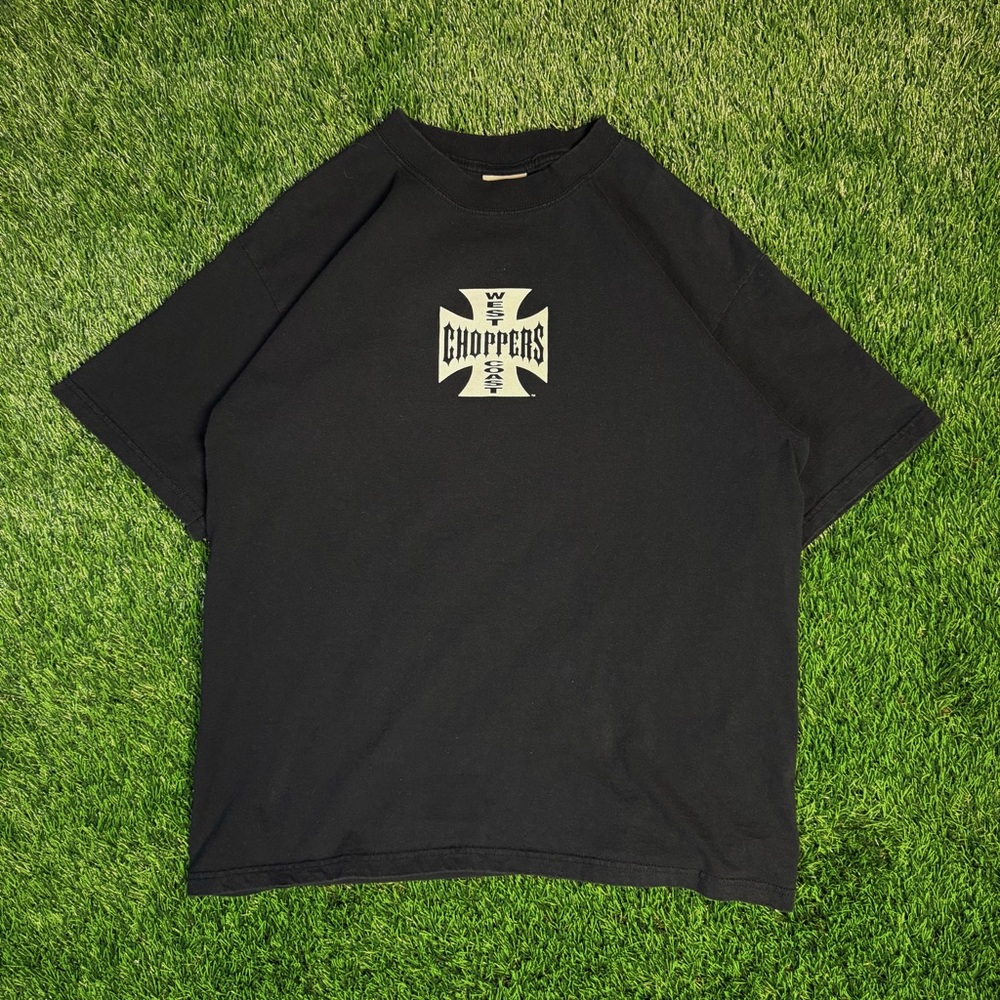 Vintage Y2K West Coast Choppers Biker Harley x Jesse James Long Beach Cross Tee